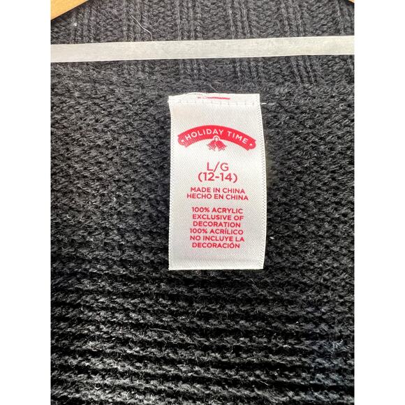 Holiday Time Black Christmas Sequin Ugly Christmas Cardigan Sweater - Picture 6 of 6